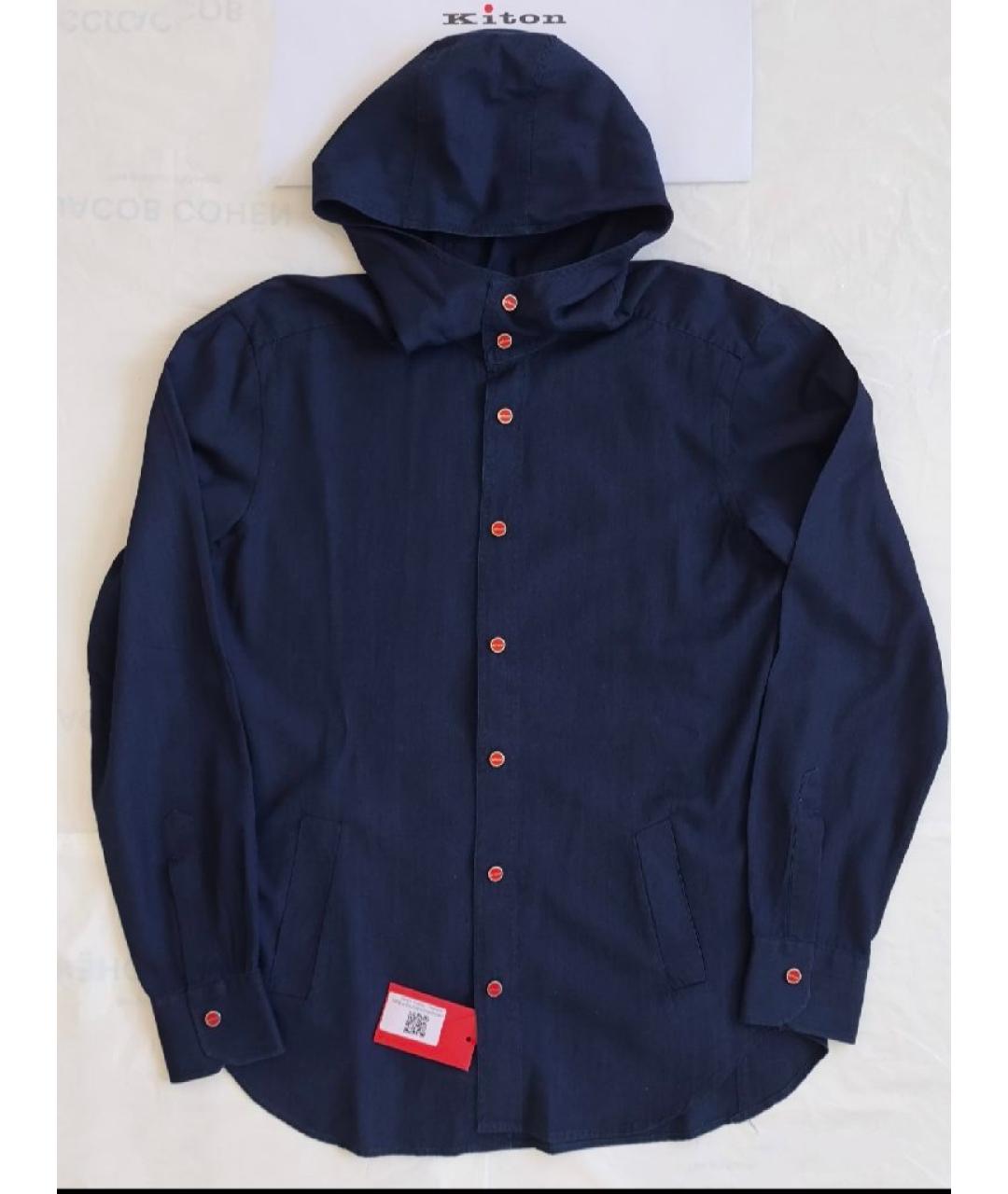 KITON Синяя хлопковая кэжуал рубашка, фото 3