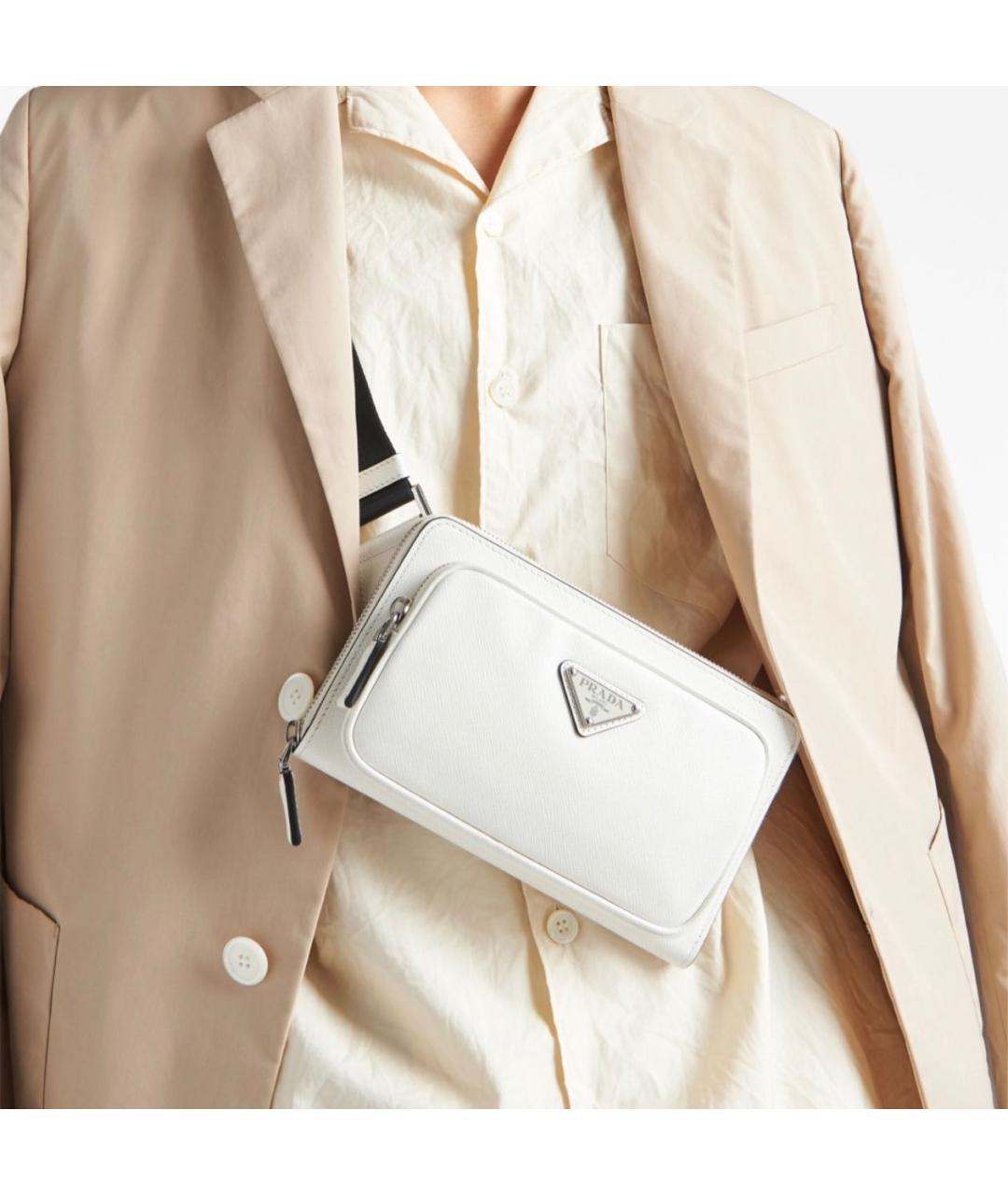 PRADA Белая кожаная поясная сумка, фото 2
