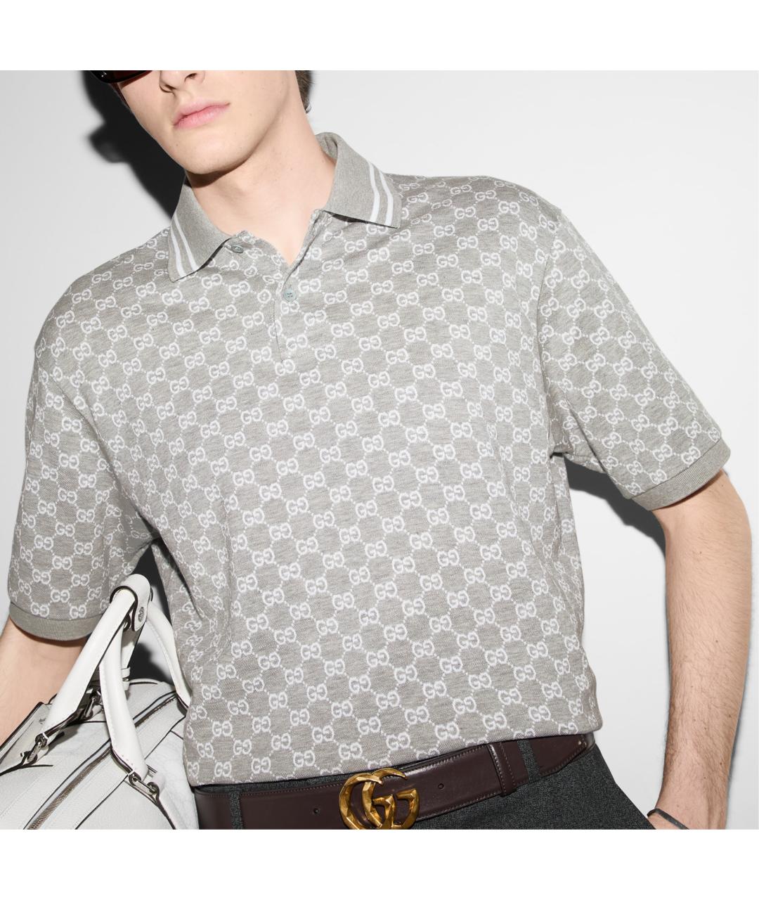 GUCCI Серое поло с коротким рукавом, фото 5