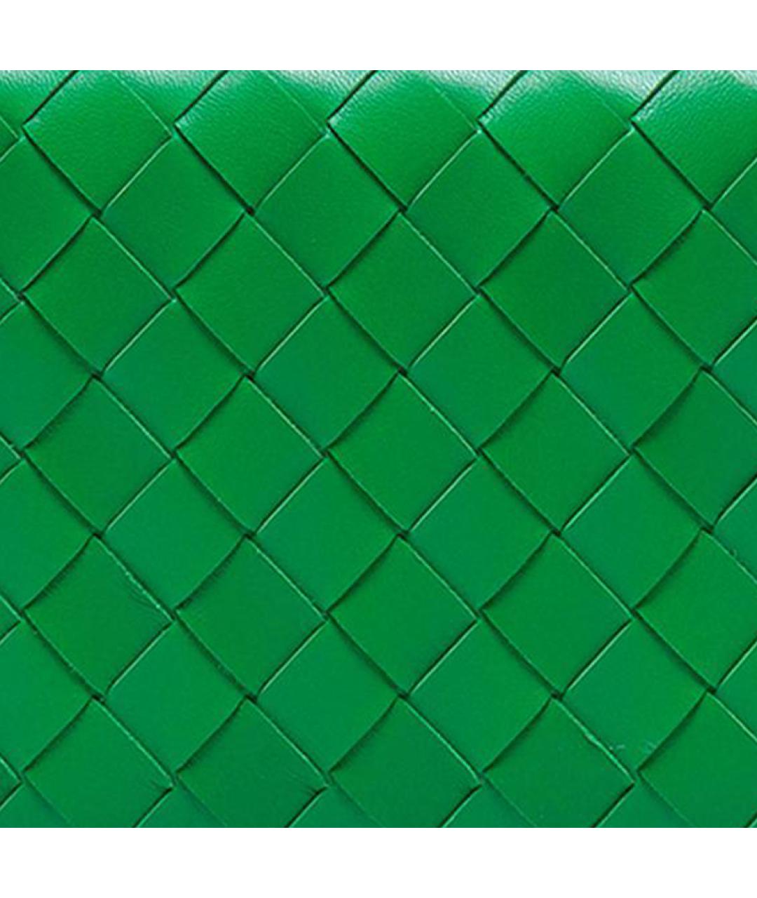 BOTTEGA VENETA Зеленый кожаный кошелек, фото 5