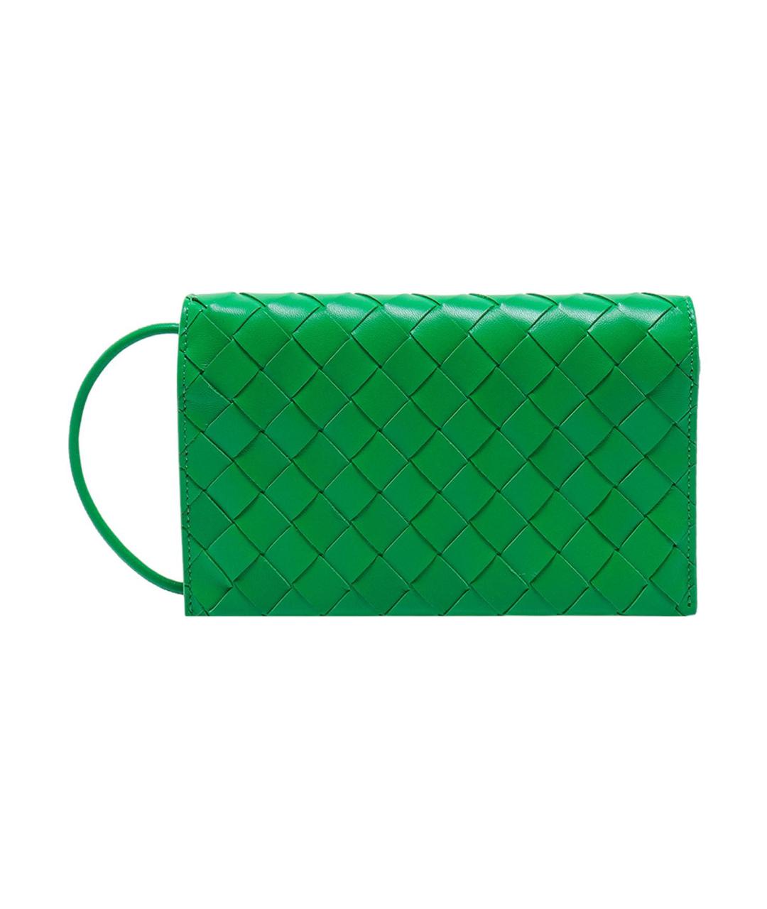 BOTTEGA VENETA Зеленый кожаный кошелек, фото 1