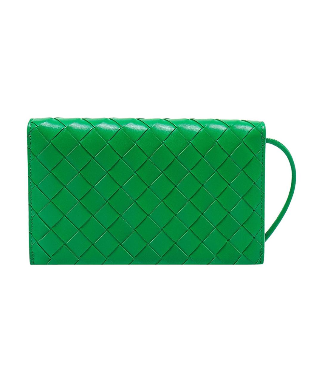 BOTTEGA VENETA Зеленый кожаный кошелек, фото 2