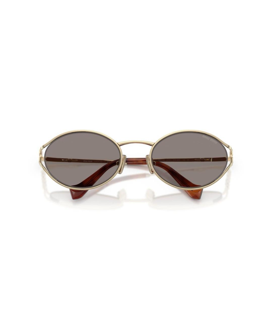 MIU MIU Золотые металлические солнцезащитные очки, фото 2