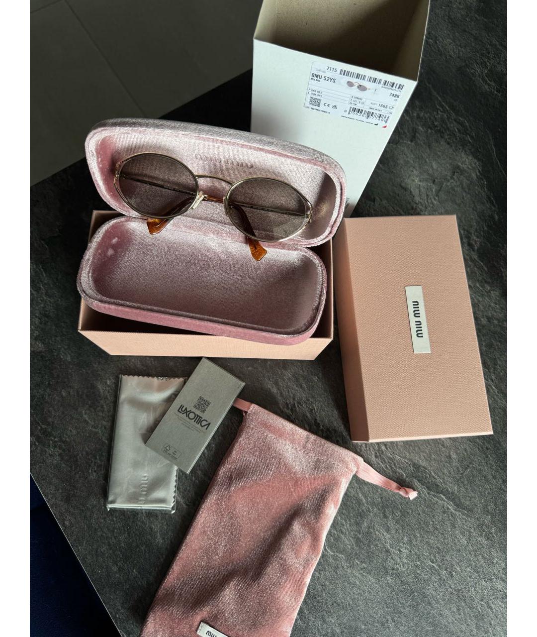 MIU MIU Золотые металлические солнцезащитные очки, фото 4