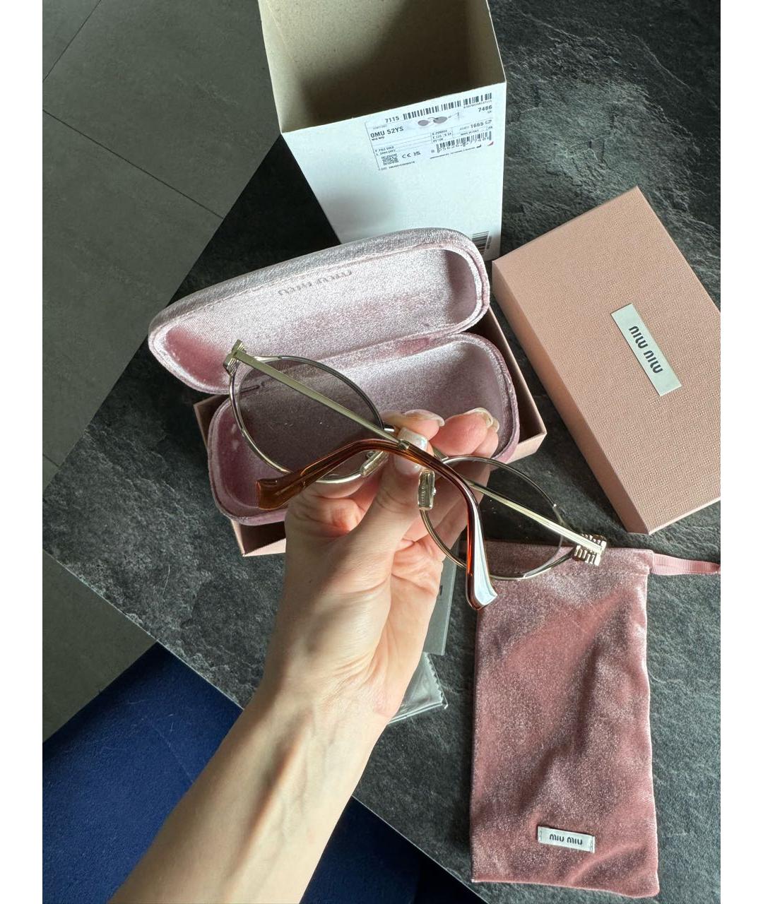 MIU MIU Золотые металлические солнцезащитные очки, фото 5
