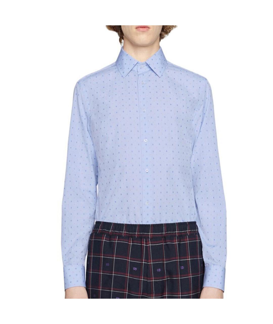 GUCCI Синяя хлопковая классическая рубашка, фото 4