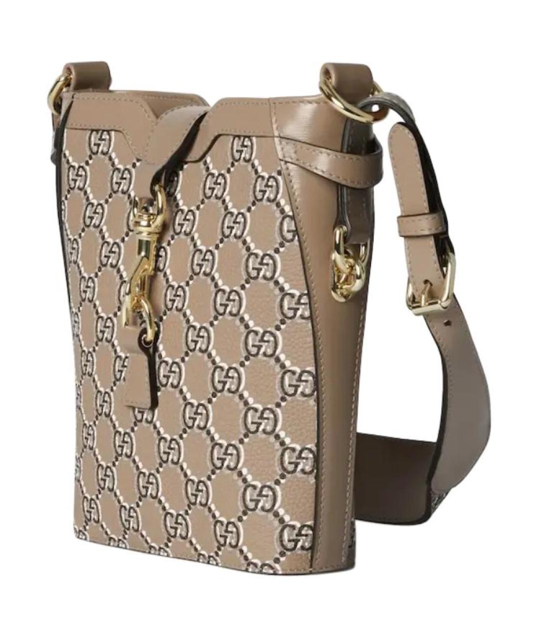 GUCCI Бежевая кожаная сумка через плечо, фото 2
