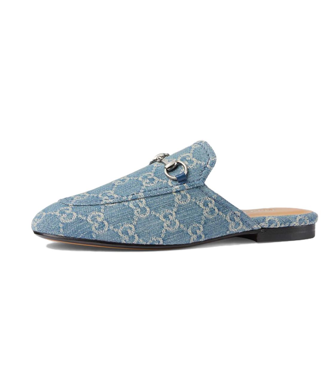 GUCCI Синие текстильные мюли, фото 5