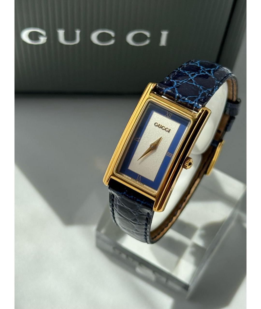 GUCCI Синие позолоченные часы, фото 9