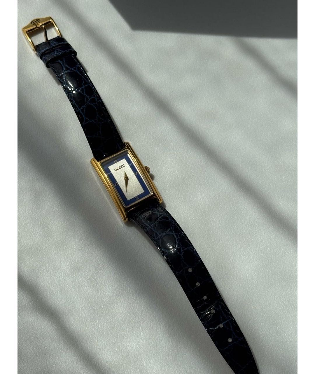 GUCCI Синие позолоченные часы, фото 4