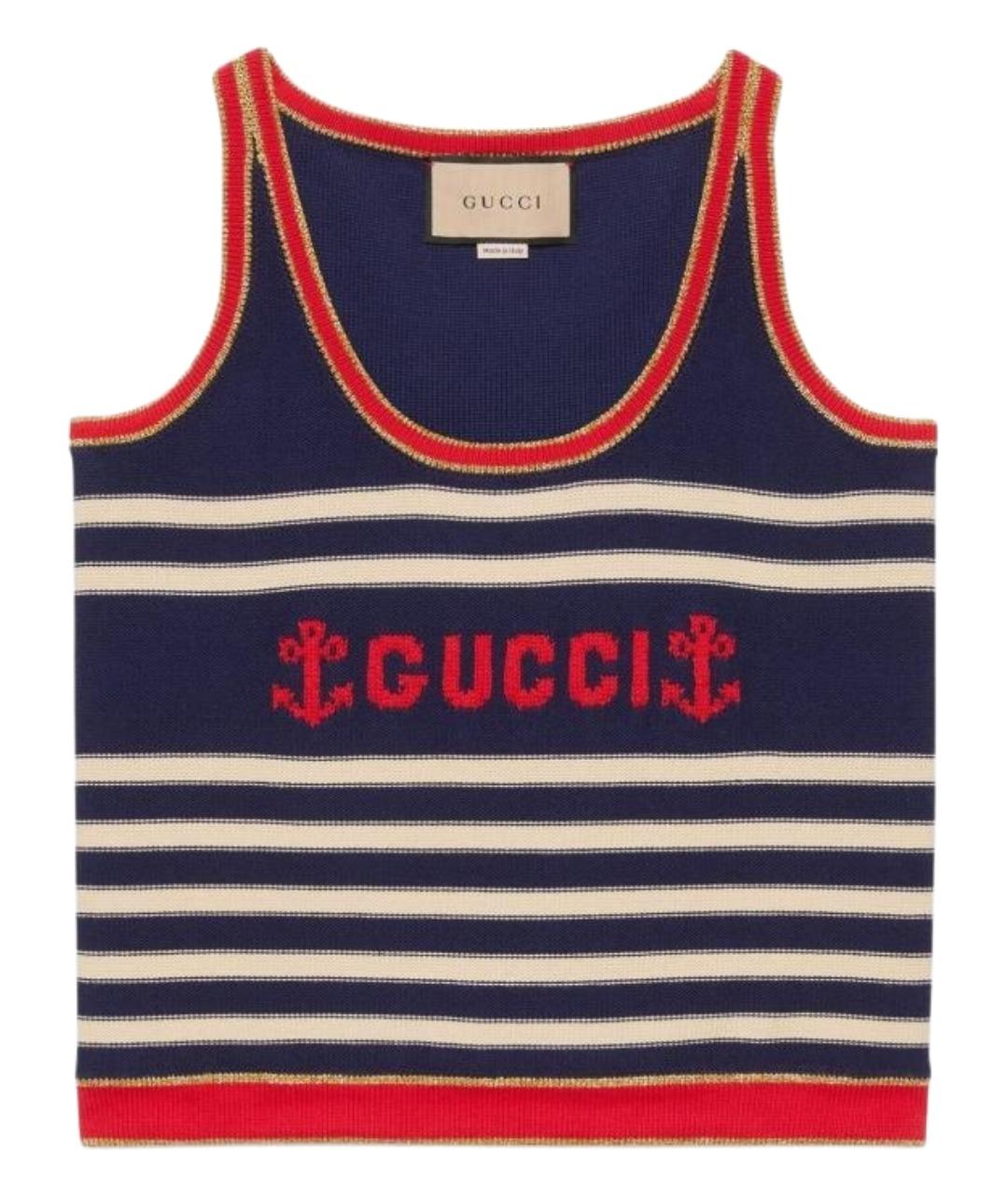 GUCCI Темно-синяя майка, фото 1