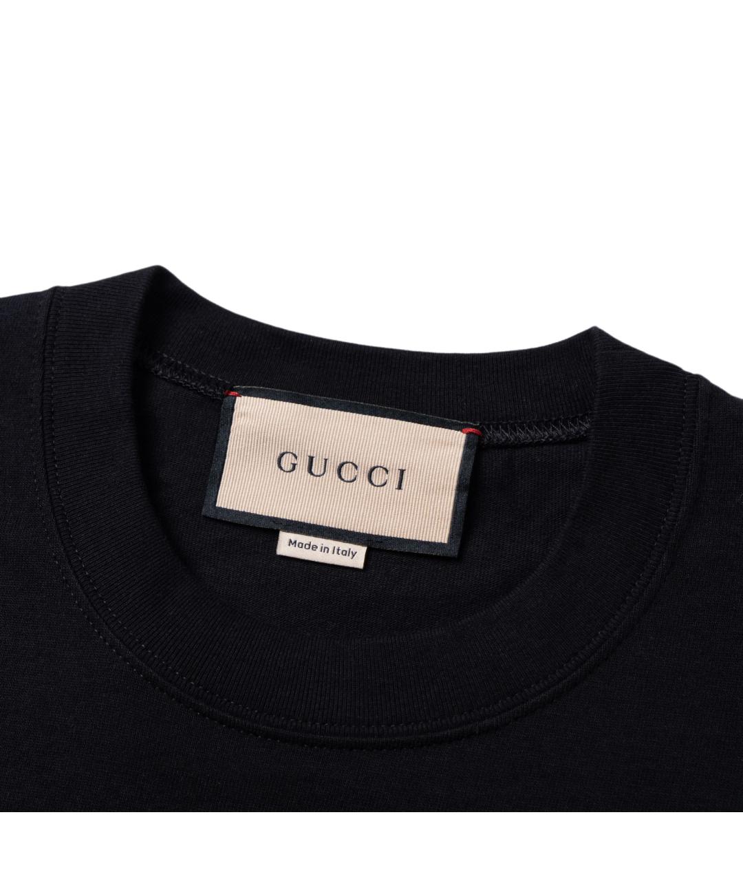 GUCCI Черная хлопковая футболка, фото 3