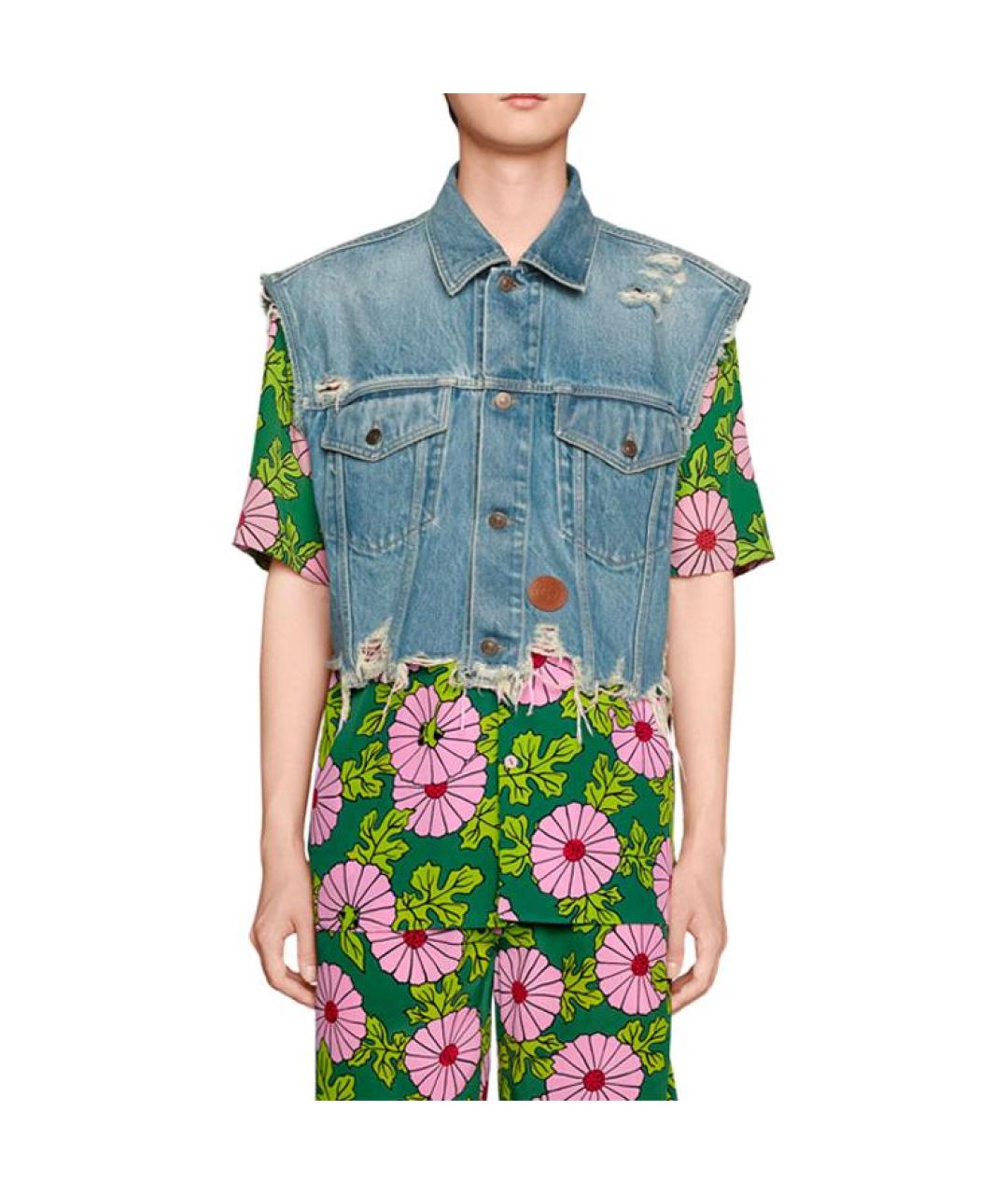 GUCCI Голубой деним жилет, фото 3