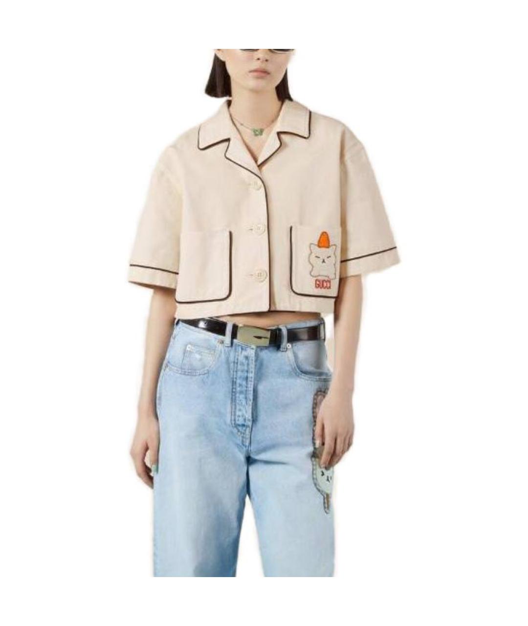 GUCCI Желтая хлопковая рубашка, фото 3