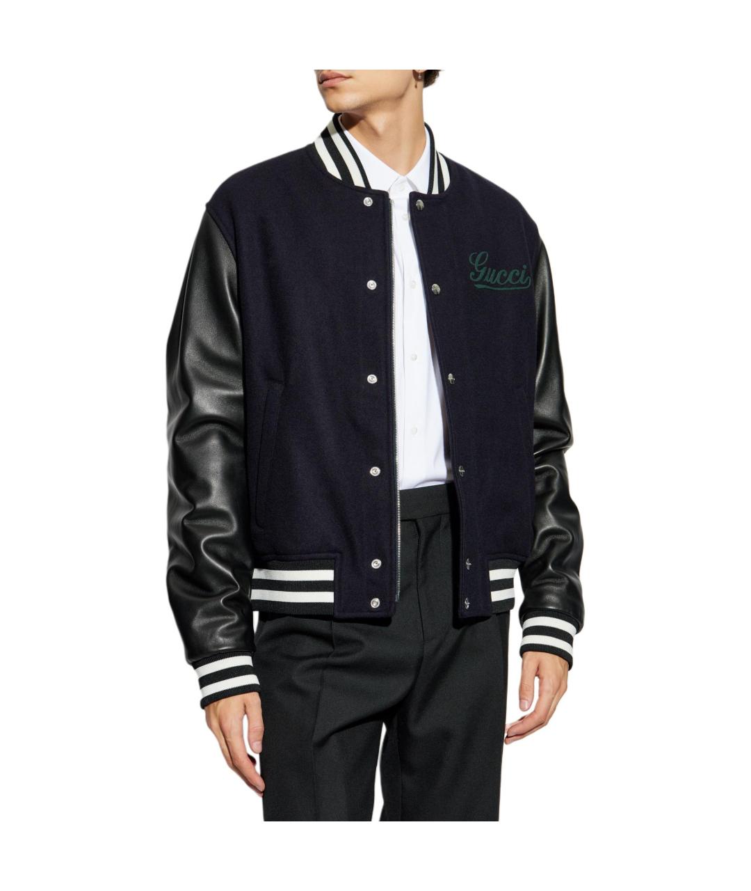 GUCCI Темно-синяя кожаная куртка, фото 4