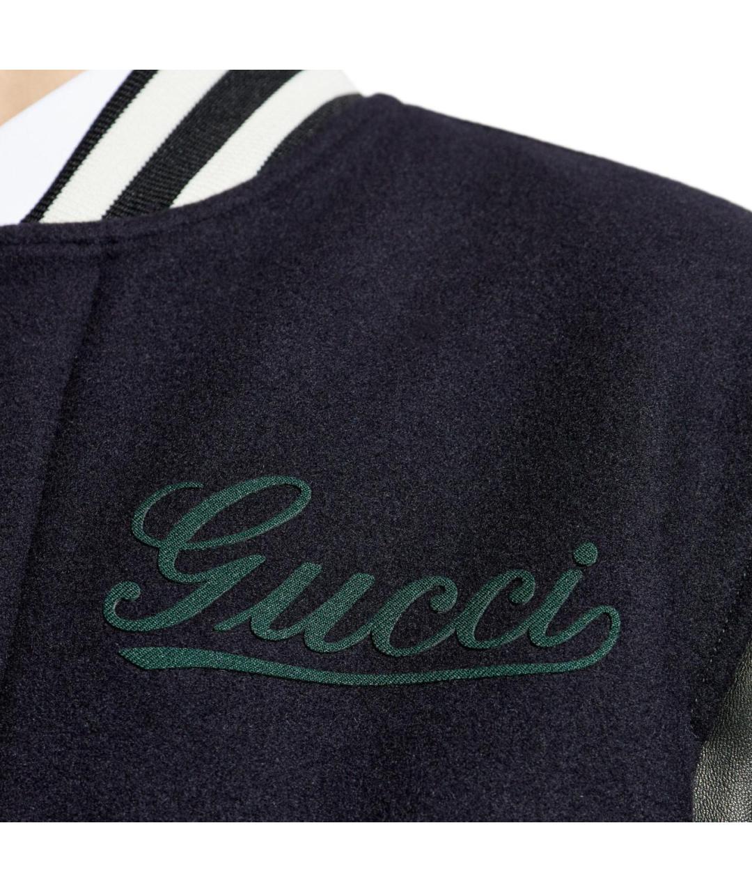GUCCI Темно-синяя кожаная куртка, фото 5