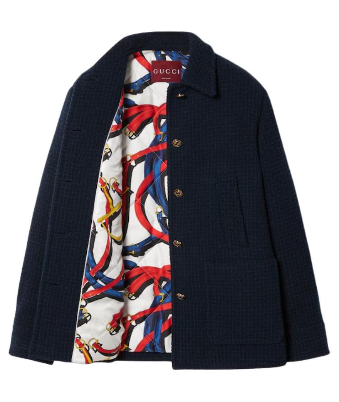 GUCCI Темно-синее шерстяное пальто, фото 2