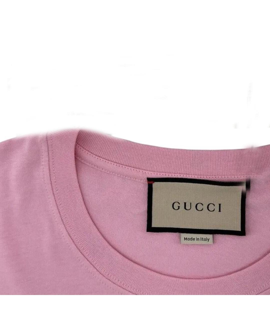 GUCCI Розовая хлопковая футболка, фото 3