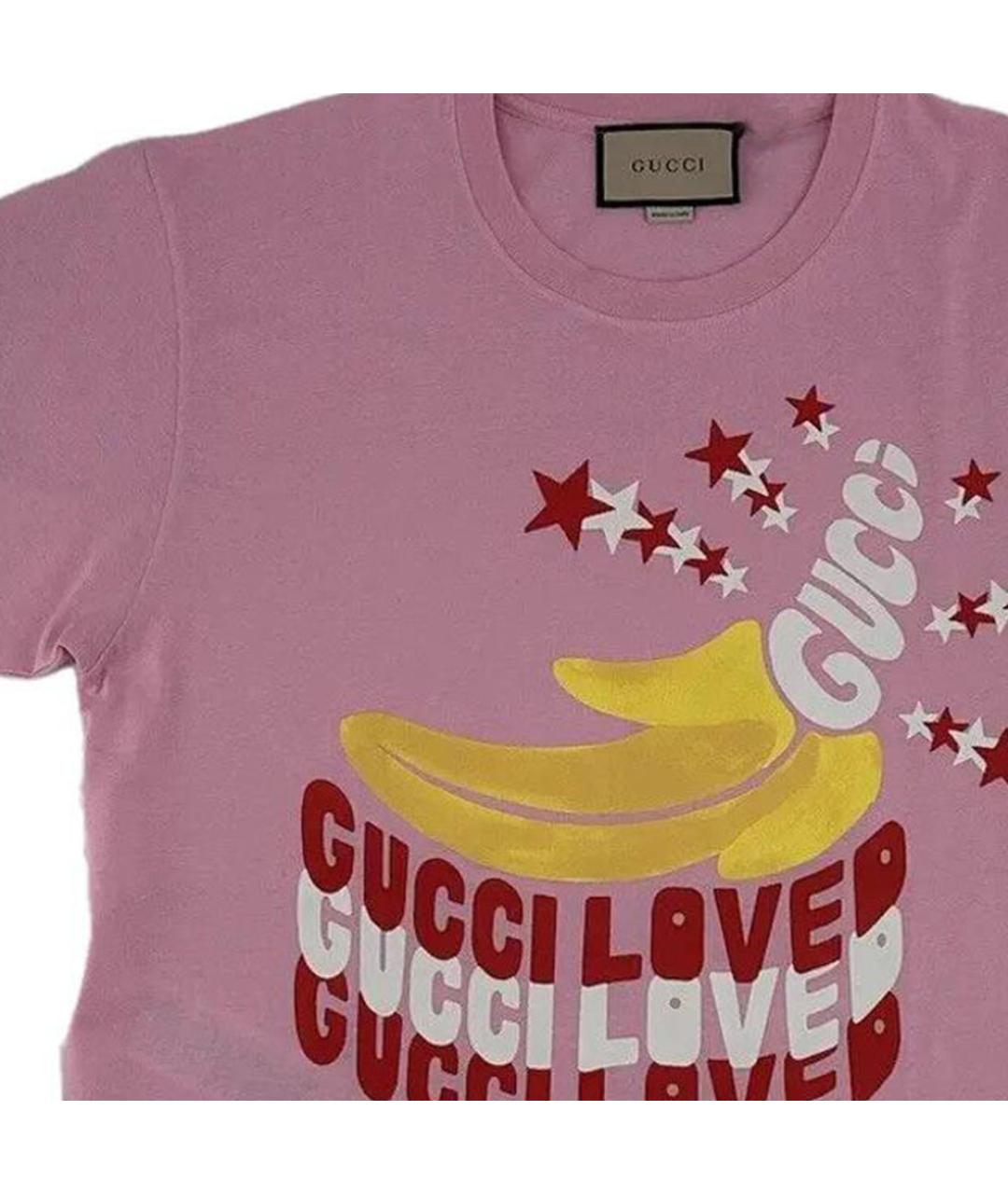 GUCCI Розовая хлопковая футболка, фото 4