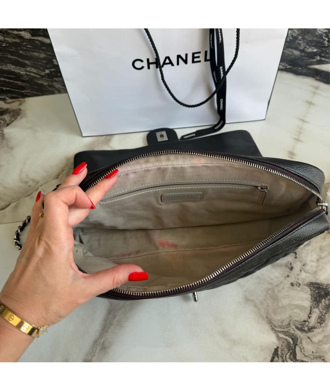 CHANEL Черная кожаная сумка через плечо, фото 8