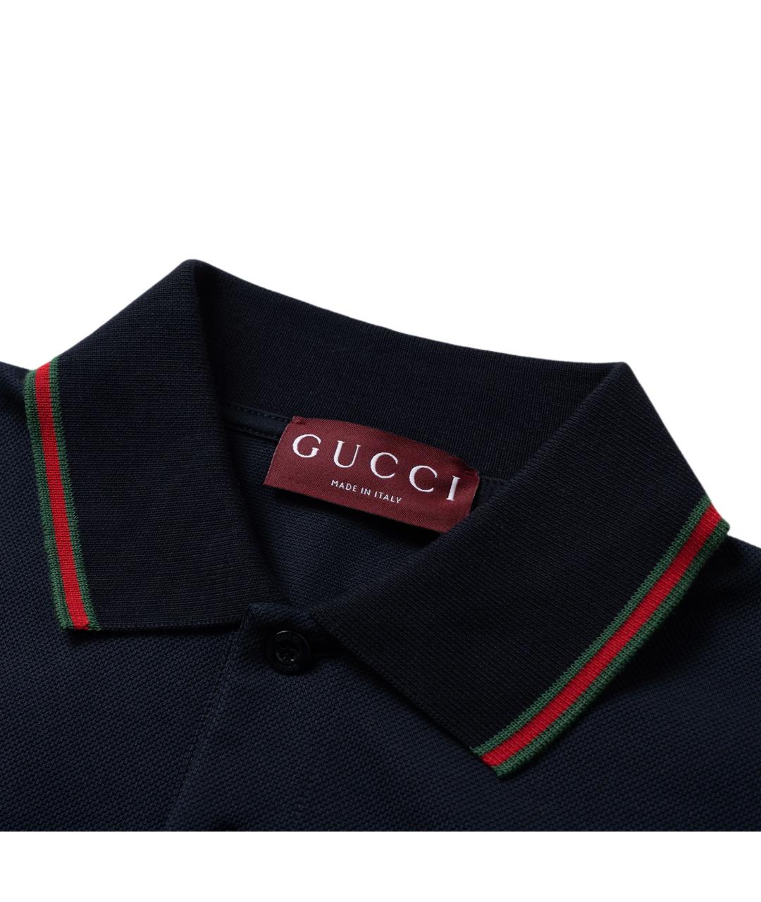 GUCCI Темно-синее поло с коротким рукавом, фото 3