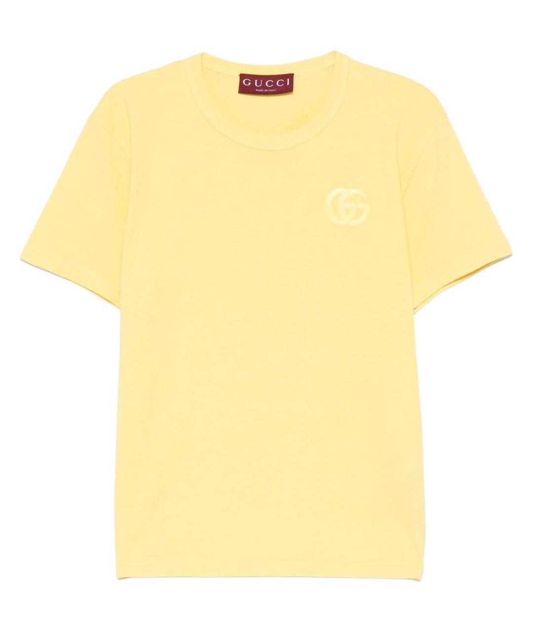 GUCCI Желтая хлопковая футболка, фото 1