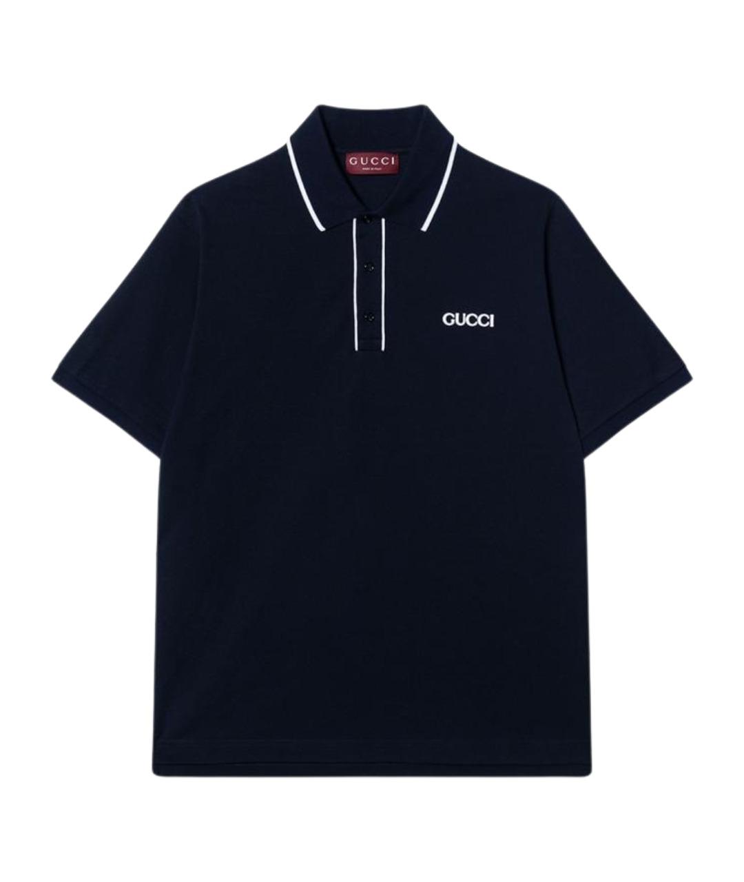 GUCCI Темно-синее поло с коротким рукавом, фото 1
