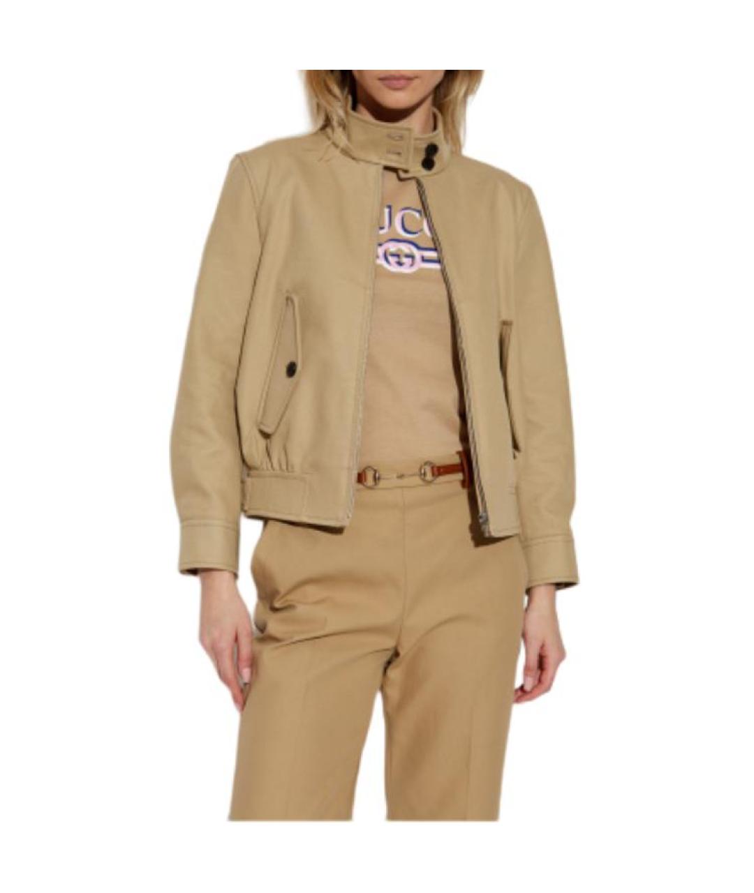 GUCCI Хаки хлопковая куртка, фото 4