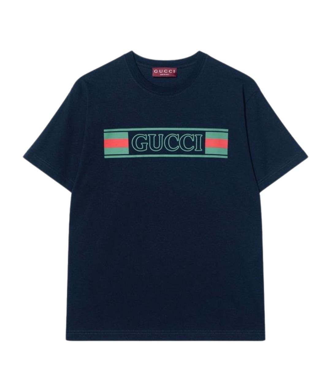 GUCCI Синяя хлопковая футболка, фото 1