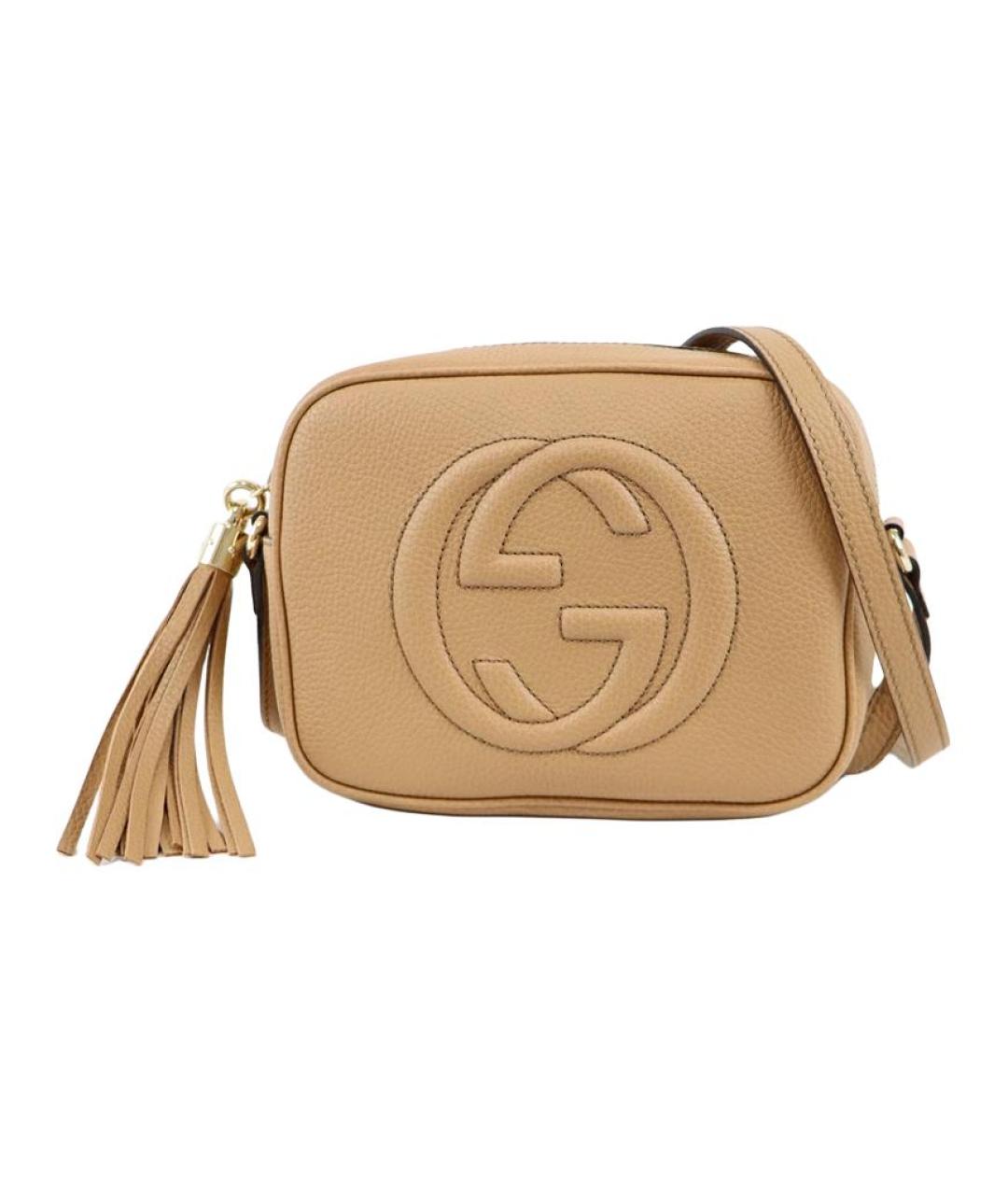 GUCCI Бежевая кожаная сумка через плечо, фото 1