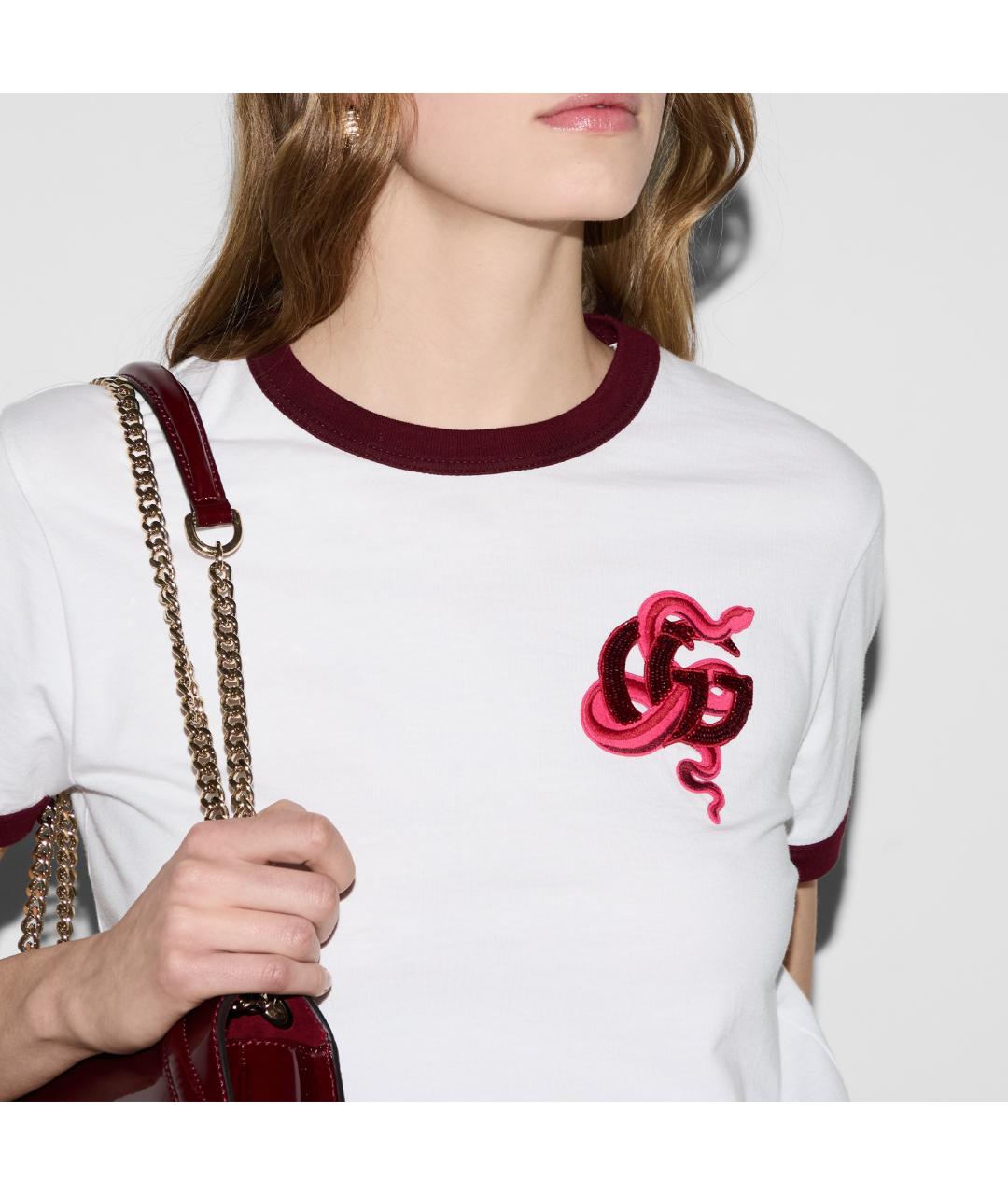 GUCCI Белая хлопковая футболка, фото 4