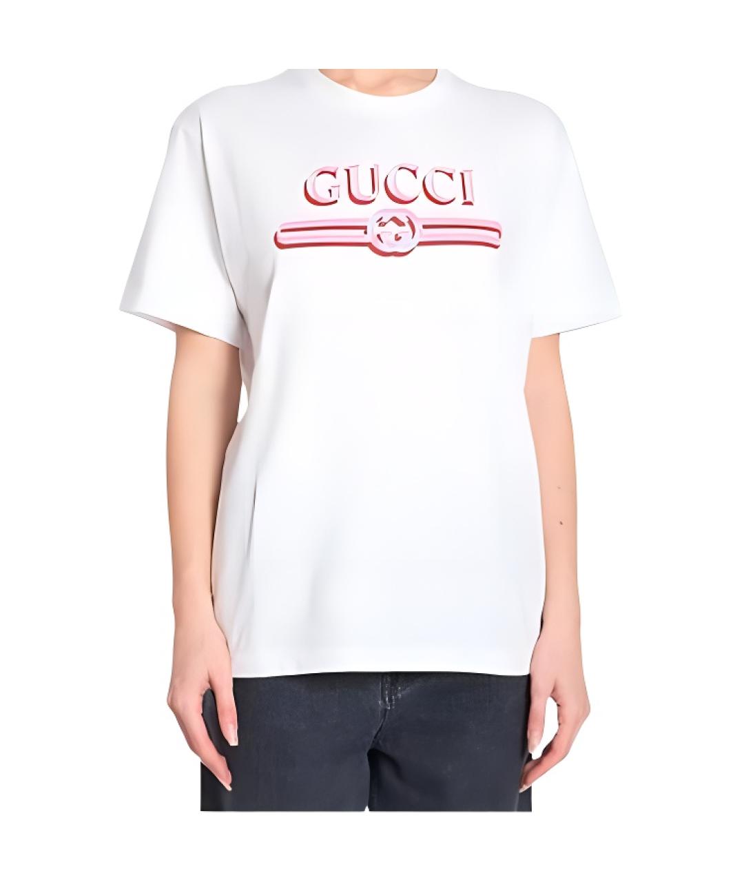 GUCCI Белая хлопковая футболка, фото 2