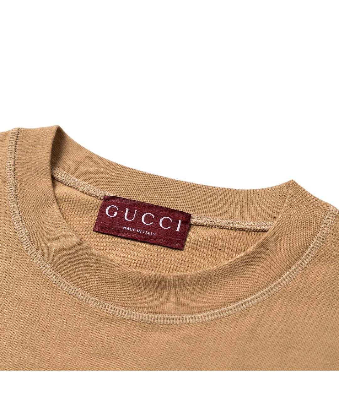 GUCCI Коричневая хлопковая футболка, фото 4