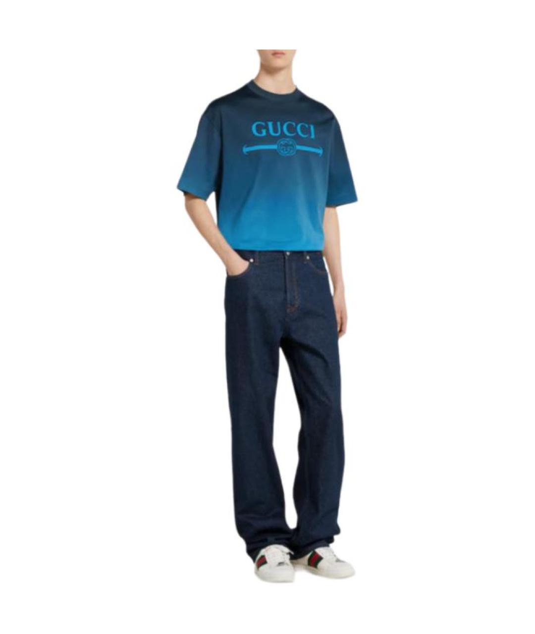 GUCCI Синяя хлопковая футболка, фото 4