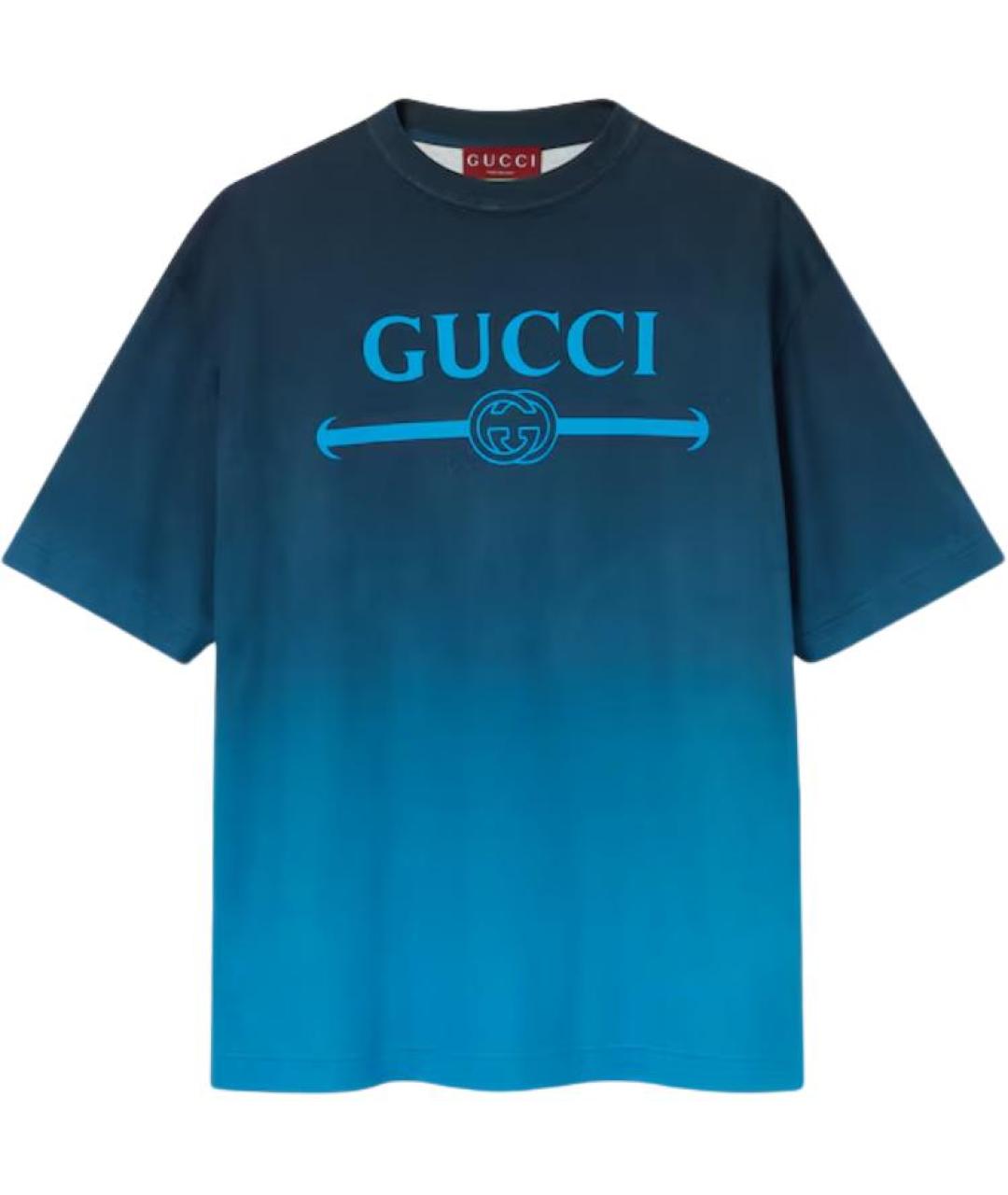GUCCI Синяя хлопковая футболка, фото 1