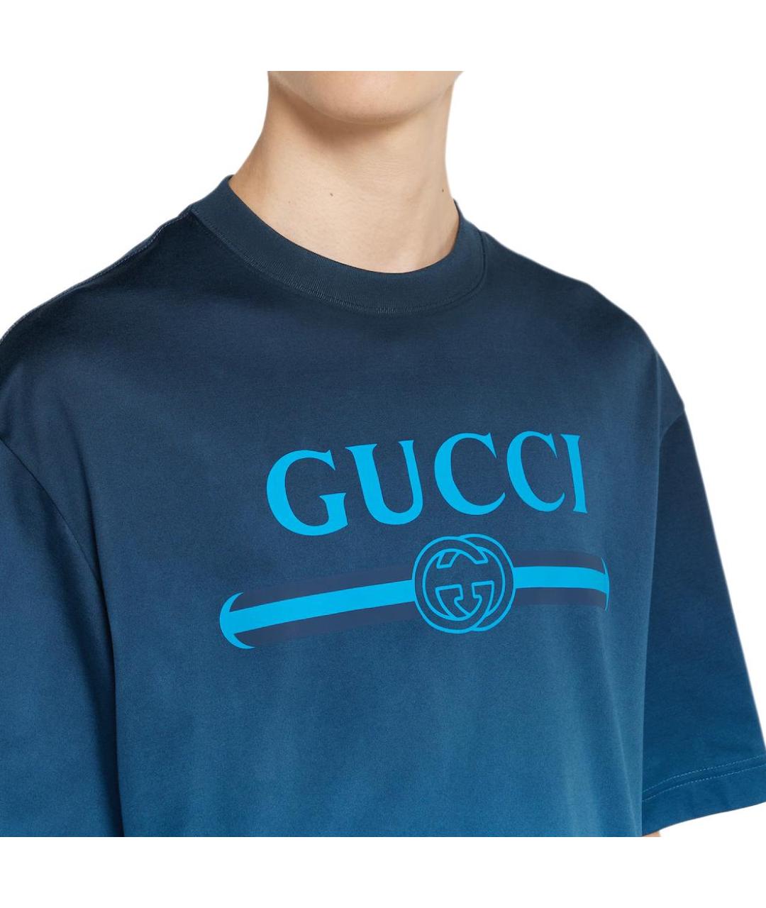 GUCCI Синяя хлопковая футболка, фото 5