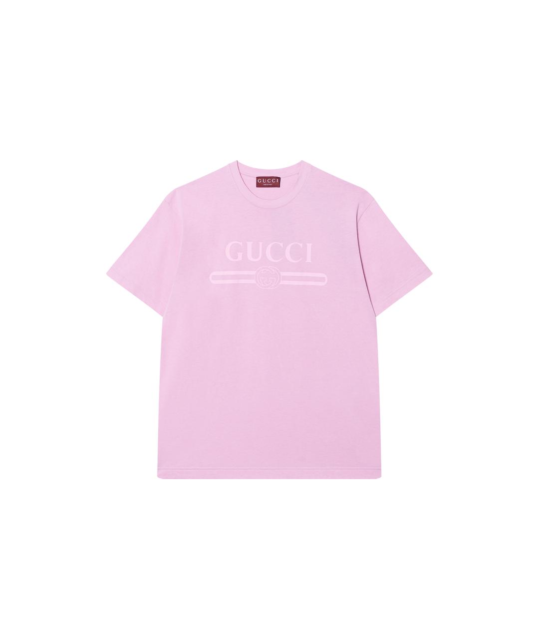 GUCCI Розовая хлопковая футболка, фото 1