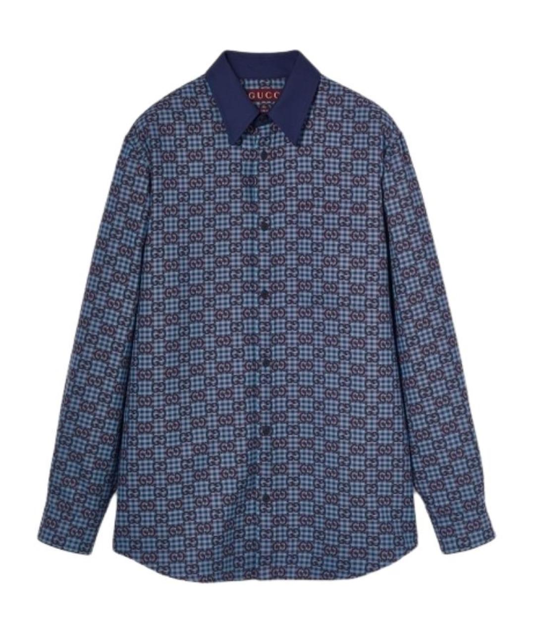 GUCCI Синяя хлопковая классическая рубашка, фото 1