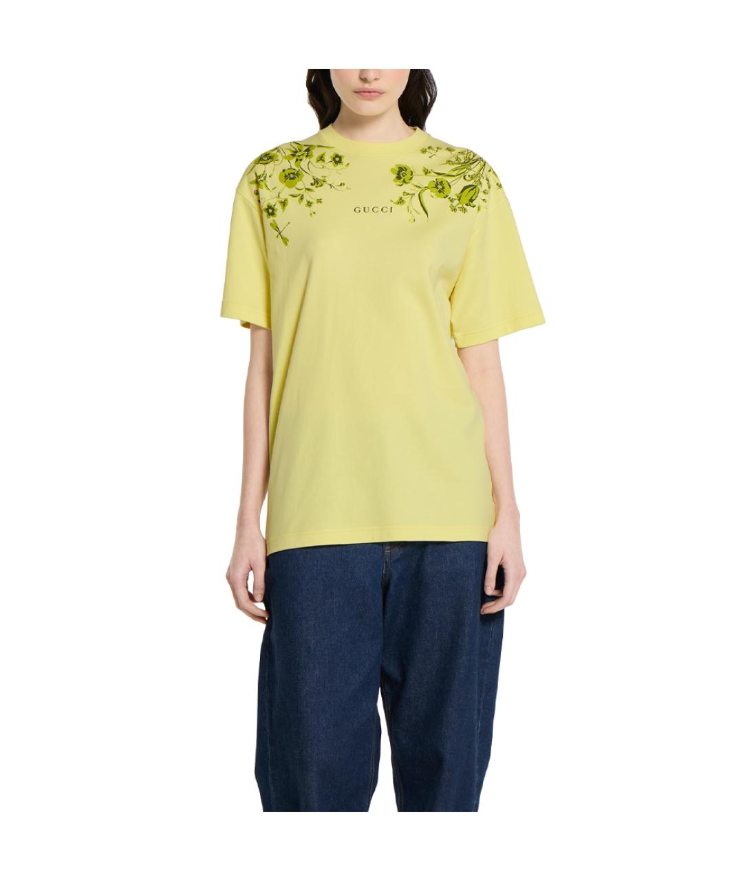 GUCCI Салатовая хлопковая футболка, фото 2
