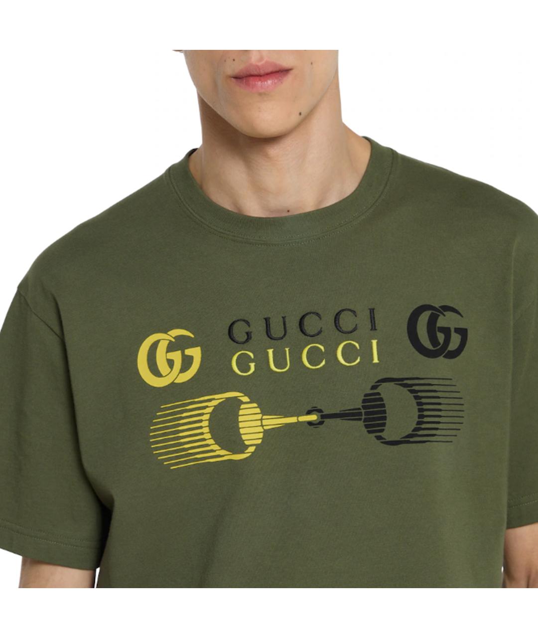 GUCCI Зеленая хлопковая футболка, фото 5