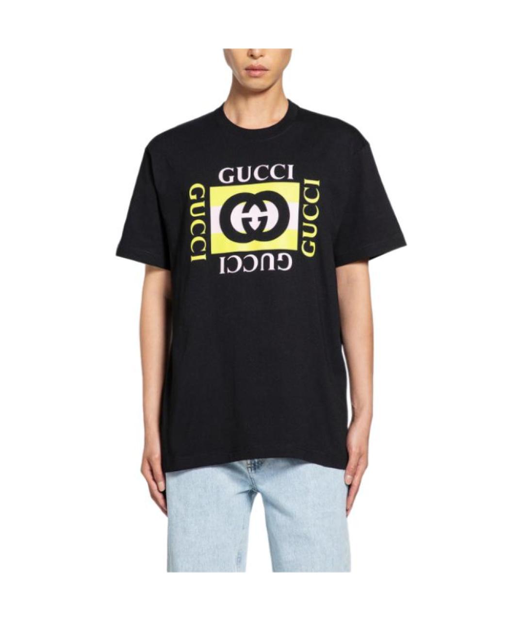 GUCCI Черная хлопковая футболка, фото 3
