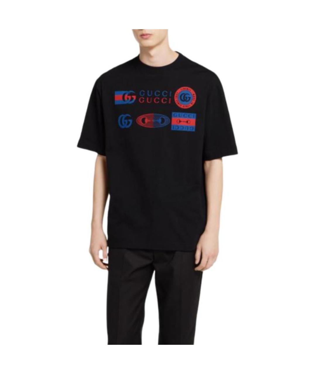 GUCCI Черная хлопковая футболка, фото 4