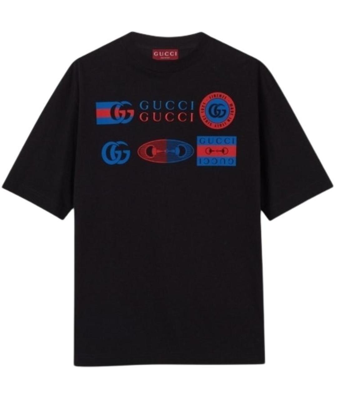 GUCCI Черная хлопковая футболка, фото 1
