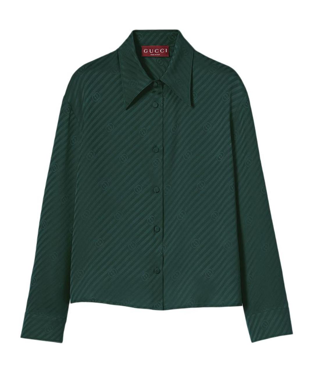 GUCCI Зеленая шелковая рубашка, фото 1