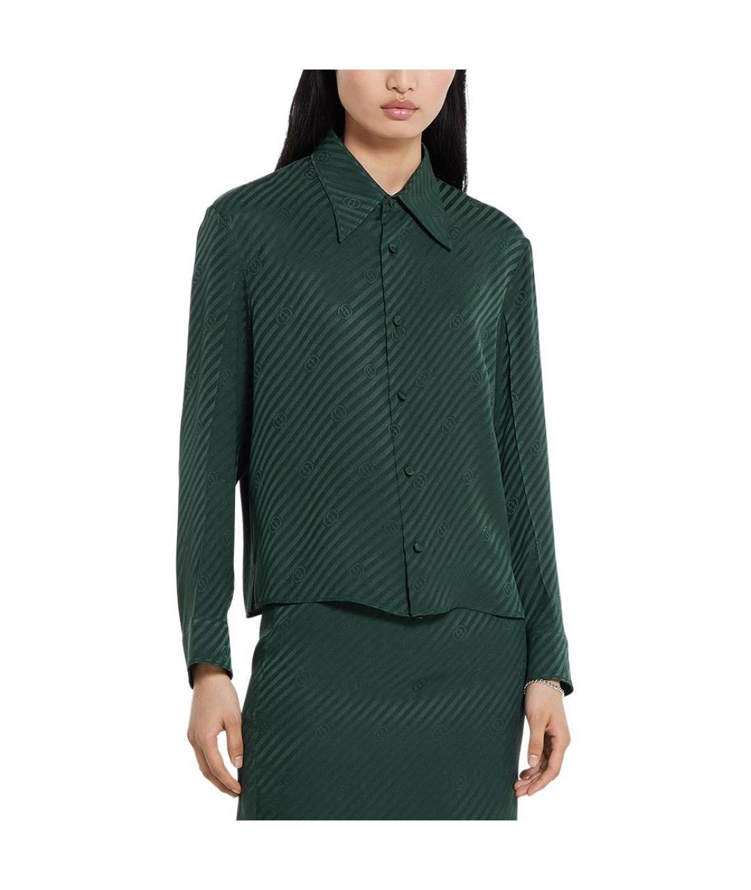 GUCCI Зеленая шелковая рубашка, фото 2