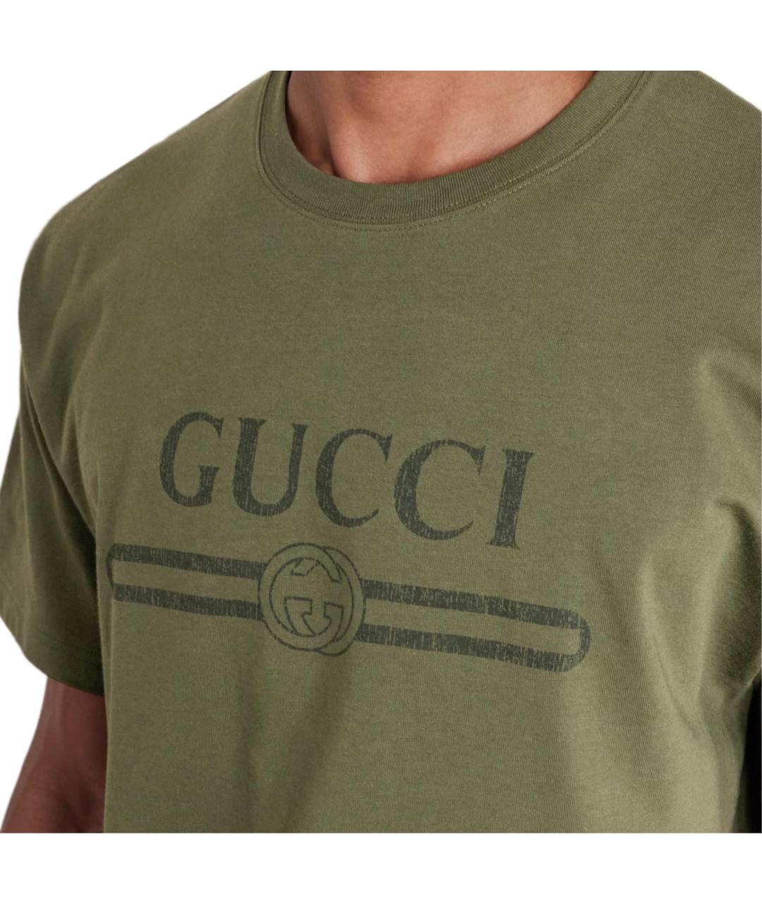 GUCCI Зеленая хлопковая футболка, фото 5