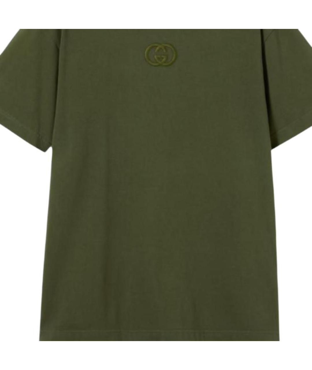 GUCCI Зеленая хлопковая футболка, фото 2