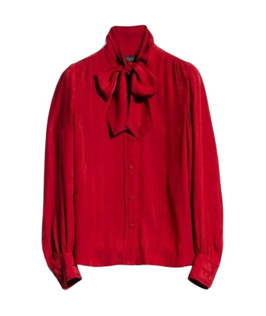 GUCCI Красная шелковая блузы, фото 1