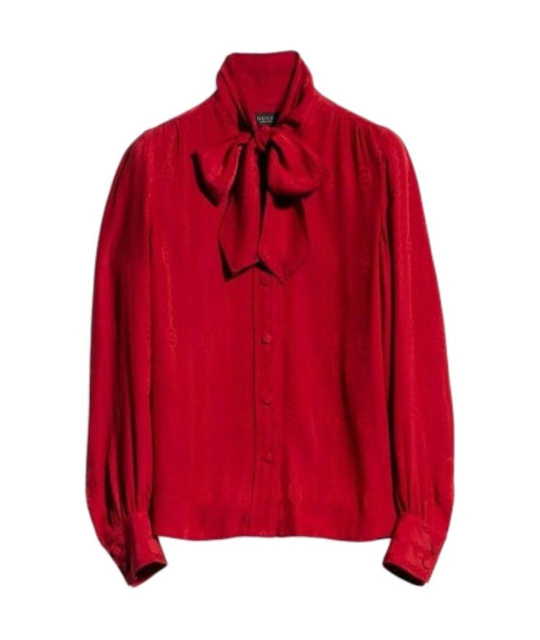 GUCCI Красная шелковая блузы, фото 6