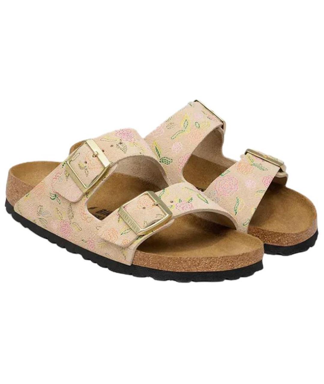 BIRKENSTOCK Бежевые замшевые сандалии, фото 4